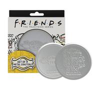 Friends Set Of 4 Embossed Metal Coasters - Cork Base In Metallics