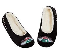 FRIENDS Slippers for Women Girls Teens Central Perk Slip On Ballet Pump Slipper Socks Black Size 7 UK