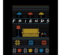 Friends Sofa Knit Women's Christmas T-Shirt - Black - S