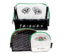 Friends Cosmetic Bags for Girls & Ladies | Teenagers 3 Make-Up Organisers Case | Clear Central Perk Cafe Travel Toiletry Gift Set | TV Show Merchandise