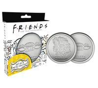 Friends TV Show Coasters Set of 4 - Embossed Metal Drink Coasters with Central Perk & “We Were on a Break” Designs, Non-Slip Cork Base, Officially Licensed Gift