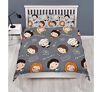 Friends TV Show Double Duvet Cover - Chibi Design - Officially Licensed Reversible Bedding set with matching Pillowcase