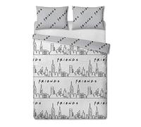 Friends TV Show Scene Double Duvet Cover Officially Licensed Reversible Two Sided White Manhattan Design with Matching Pillowcase, Polyester, (Double Duvet)