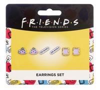 Friends Set of 3 Earring Studs - Frame, Coffee Cup & Friends Logo