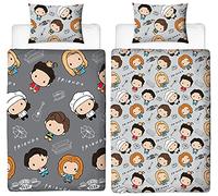 Friends TV Show Single Duvet Cover - Chibi Design - Officially Licensed Reversible Bedding set with matching Pillowcase