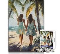 Friends Walking on A Beach 1000 Jigsaw Puzzle Cognitive Development Fun Game Special Thoughtful Celebration Present Size 50x75cm