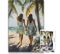 Friends Walking on A Beach Teenager Jigsaw Puzzles 1000 Pieces Educational Observation Skill Game Perfect Meaningful Festive Gift Size 38x26cm