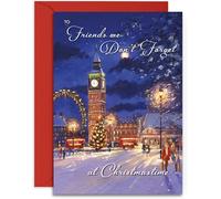 Friends We Don’t Forget Christmas Card - London Eye and Big Ben - Medium Sized Card (A5 Size -148mm x 210mm) with Envelope