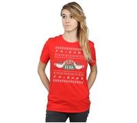 Friends Women's Fair Isle Central Perk Cotton Boyfriend T-Shirt in Red | Size: 2XL Friends Red 2XL