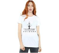 Friends Women's Fountain Sketch Cotton Boyfriend T-Shirt in White | Size: Small Friends White S
