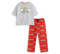 Friends Womens Grey Logo Short Sleeve Long Leg Pyjama Set - Medium