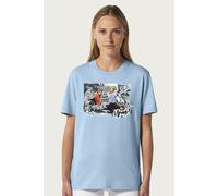 Friends Women's Rachel & Phoebe On Ross Danger Unagi Scene Relaxed Fit T-Shirt in Light Blue | Size: XL Friends Light Blue XL