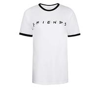 FRIENDS Women's Titles T Shirt, White Black, S