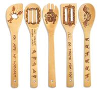 Friends Wooden Spoons Utensils Set of 5 - Novelty Friends TV Show Home Kitchen Decor Engraved Burned Spoons Spatulas - Perfect Gifts for Men and Women's Birthday Wedding House Warming