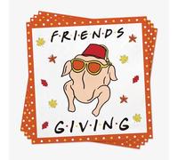 Friendsgiving Cocktail Napkins, 50 Pack Thanksgiving Paper Napkins, Funny Friendsgiving Party Decor Supplies, Fall Autumn Maple Turkey Dinner Napkins, Cute Friends Gifts for Women Men, 5x5 inch