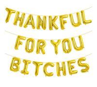 Friendsgiving Decorations, Gold Friends Giving Balloons Banner, Thanksgiving Party Decorations, Thankful for You Fall Decorations for Home Office Party (Style2)