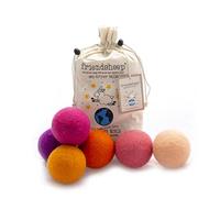 Friendsheep Wool Dryer Balls, Organic Reusable Fabric Softener Alternative for Laundry, Handmade, Fair Trade, Hypoallergenic, Eco-Friendly, Plastic-Free (6 Pack XL - Tropical Sunset)