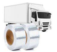 Friendship 2 Pack Reflective Tape 5CM*10M Trimmable and Waterproof PVC Self-Adhesive High Visiblity Safety Warning Fluorescent Stickers for Bike Cars Trucks Road Barrier (White)