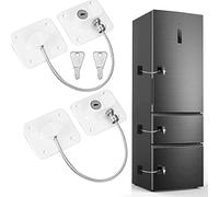 Friendship 2 Pairs Fridge Locks for Children, Adhesive Baby Safety Cupboard Drawer Locks with Key Refrigerator Lock to Keep Kids Safe from Kitchen Cabinets Windows (2 Pack-White)