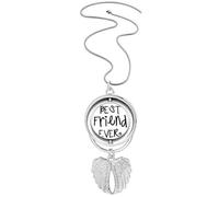 Friendship Best Friend Ever Words Quotes Pendant Angel Wings Rotating Necklace Jewelry