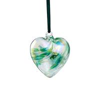 Friendship Birthstone Heart - Handmade Hanging Glass Birth Gem HEART - AUGUST Birthday - Peridot - Green Shades - 8cm