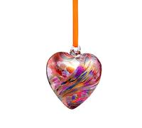 Friendship Birthstone Heart - Handmade Hanging Glass Birth Gem - July Birthday - Ruby Shades - 8 cm