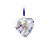 Friendship Birthstone Heart - Handmade Hanging Glass Birth Gem - June Birthday - Pearl/Moonstone Shades - 8 cm