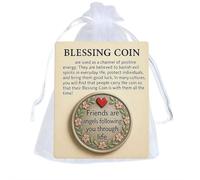 Friendship Blessing Coin, Blessing Coin with Encourage Support Card,Friends are Angels Following You Through Life,Pocket Friendship Blessing Coins Keepsake Gifts for Friend