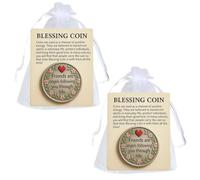 Friendship Blessing Coin, Friends are Angels Following You Through Life Blessing Coin with Emotional Support Card, Pocket Friendship Blessing Coins Keepsake Gifts for BFF & Best Friend (2pcs)
