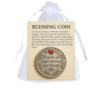 Friendship Blessing Coin, Friends are Angels Following You Through Life Blessing Coin with Emotional Support Card, Pocket Friendship Blessing Coins Keepsake Gifts for BFF Friend (1Pcs)