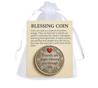 Friendship Blessing Coin, Friends are Angels Following You Through Life Blessing Coin with Emotional Support Card, Pocket Friendship Blessing Coins Keepsake Gifts for BFF & Best Friend (1pc)