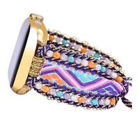 Friendship Bracelet Adjustable Nylon Braided Compatible with Apple Watch Bands 40mm 41mm 38mm Retro Bohemian Beads for iWatch Series, Boho New Taro Purple, 42/44/45mm, Retro