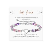 Friendship Bracelet, Best Friend Bracelet Bead Bracelet Heart Anxiety bracelet for Women Girls Bestie Best Friend Teenage, Friendship Bracelets Thank You Gift for Birthday Graduation (Purple)