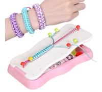 Friendship Bracelet Crafting Set Includes 15 Pegs, 10 Threads, and 10 Buckles for Engaging Creativity (Pink)
