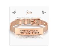 Friendship Bracelet, Friendship Gifts Rose gold Engraved Stainless Steel Bracelet for Women Sister Best Friend, Friendship Bracelets Thank You Gift for Birthday Graduation Christmas (Rosegold-2)