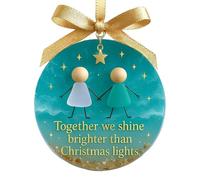 Friendship Christmas Ornaments Timeless Friendships Heart Keepsake Sea Glass with Bells Ocean Themed Hanging Decorations for Xmas Tree Festive Home Decor with Heartwarming Friendship (Round-C)