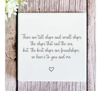 Friendship Coaster in Square Porcelain - "The Best Ships are Friendships" Decorative Drink Coaster for Home or Office