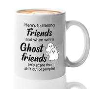 Friendship Coffee Mug 11oz White - Scare the Sht - Ghost Friends Gift My Person Gifts Things To Get Your Best Friend