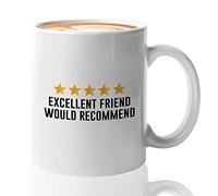 Friendship Coffee Mug - Excellent Friend Would Recommend - Motivational Buddy Affinity Affection Supportive Bestie Funny Jokes 11oz White