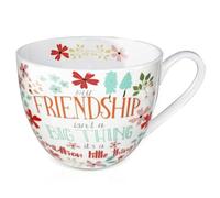 Friendship Coffee Mug, Premium 20 oz Bone China Coffee Tea Hug Mug, Perfect Birthday, Holiday, and Christmas Gift for Women and Female Friends, Designed in England by Harvest Green Studio
