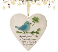 Friendship Decor | Friendship Decoration Acrylic Heart Ornament - Clover Bluebird Design Display Keepsake for True Friends Women Girls Teens Students Adults