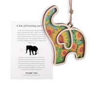 Friendship Elephant Ornament, Cute Plant Pattern Friendship Elephant Decoration with Story Card Friend Ornament for Women Sister (Style 1)