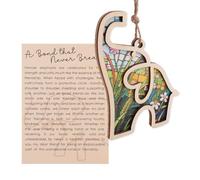Friendship Elephant Ornament, Cute Plant Pattern Friendship Elephant Decoration with Story Card Friend Ornament for Women Sister (Style 2)