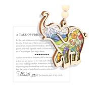 Friendship Elephant Ornament Hanging Decoration - Wooden Printed Sisterhood Keepsake Gift, 11x10cm, Minimalist Personal Gift for Women, Birthday, Valentine's Day, Mother's Day, Travel Souvenir-Style2