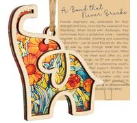 Friendship Elephant Ornament with Story Card,Elephant Ornament Gift for Women,Friendship Wooden Hanging Decorations,Christmas Elephant Gifts,Unique Handcrafted Keepsake,Cute Elephant Gifts(Color)