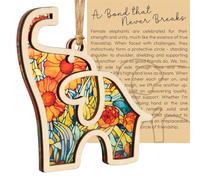 Friendship Elephant Ornament with Story Card,Handcrafted Wooden Hanging Decoration for Sisterhood and Friendship,Elegant Elephant Gifts for Adult,Christmas Elephant Gifts for Women,Sisters&Friends