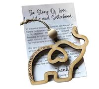 Friendship Elephant Ornament - Wooden Elephant Ornament With Story | Wooden Elephant Ornament For Women Tribe, Beautiful Friends Sisters Symbol With Trans Chiffon Bag