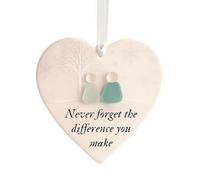 Friendship Gift For Women, Ceremic Heart Sea Glass Ornament, Love Pendant (2D Sea Glass Print)
