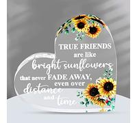 Friendship Gifts - Acrylic Heart Friendship Gift for Her - Inspirational Gifts for Women - Long Distance Relationship Gifts, Bestie Gifts (Sunflower Style)