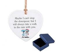 Friendship Gifts - Ceramic Heart Shaped Inspirational Hanging Ornament with Thoughtful Message & Premium Gift Box for Women, Best Friend (White, 7x7cm) (Small, A)